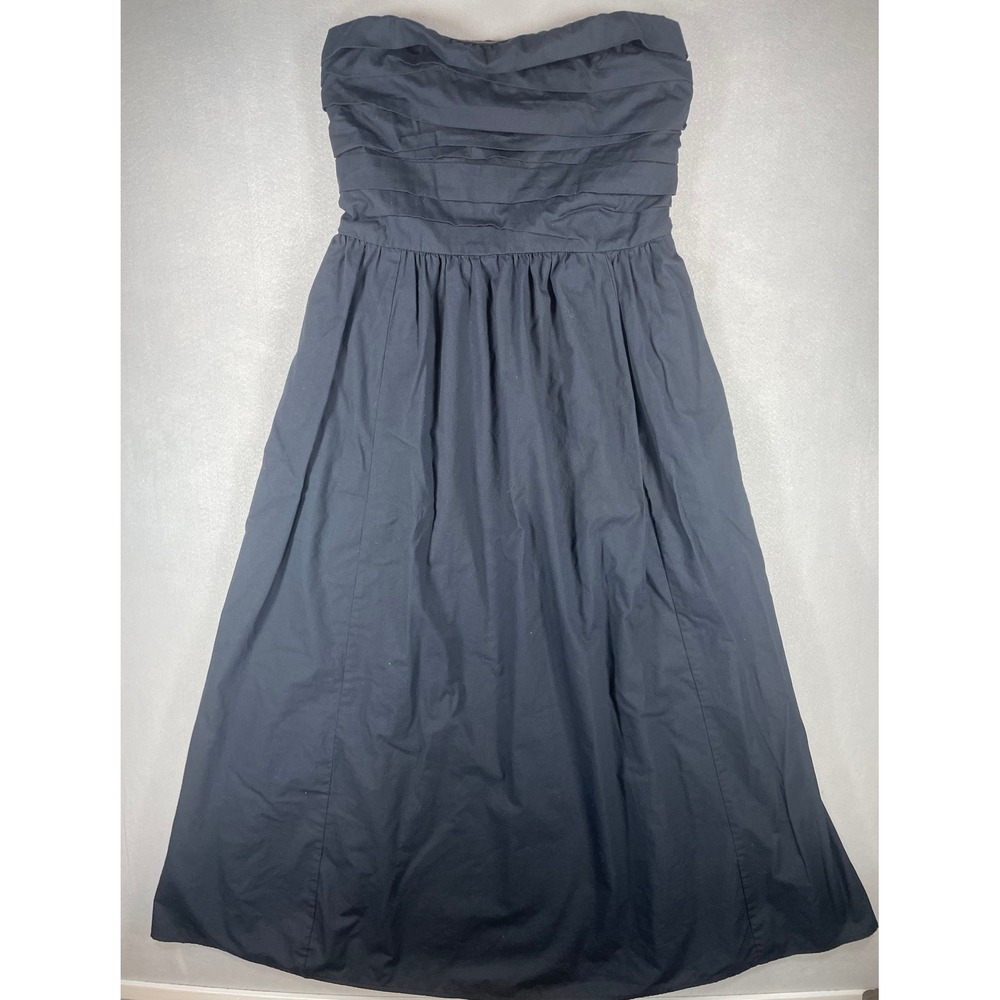 Abercrombie & Fitch Emerson Strapless Midi Dress Black Cotton Blend Med. Tall